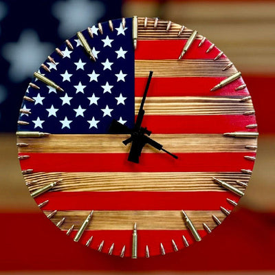 Handmade Patriotic Flag Bullet Clock
