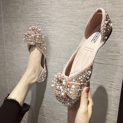 Crystals Pearl Butterfly-knot Women Flats【50%OFF】