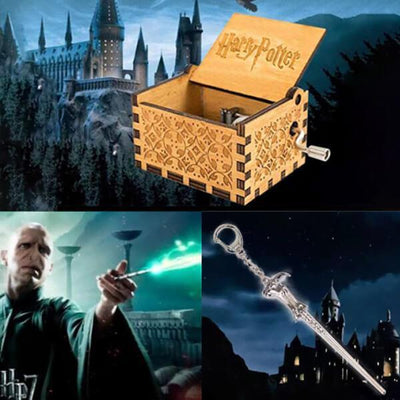 Harry Potter Hand Cranked Music Box & Magic Wand