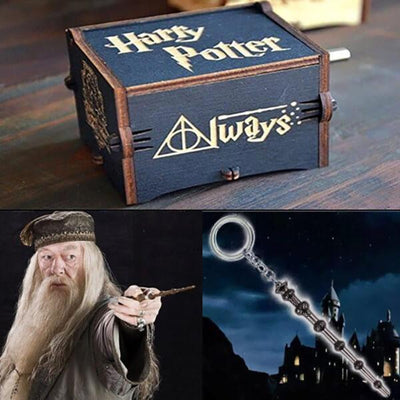 Harry Potter Hand Cranked Music Box & Magic Wand