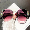 Woman Rimless Diamond Sunglasses For Beach Summer