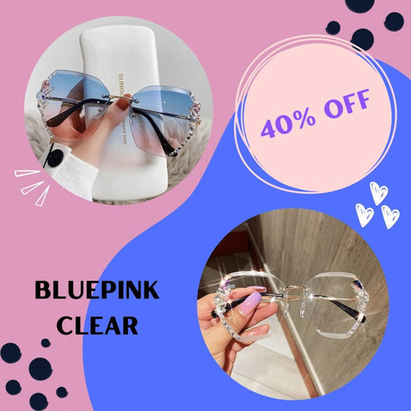 Woman Rimless Diamond Sunglasses For Beach Summer