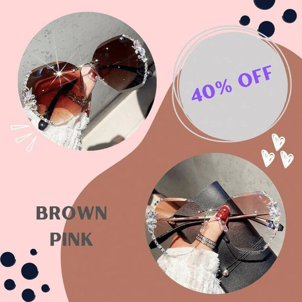 Woman Rimless Diamond Sunglasses For Beach Summer